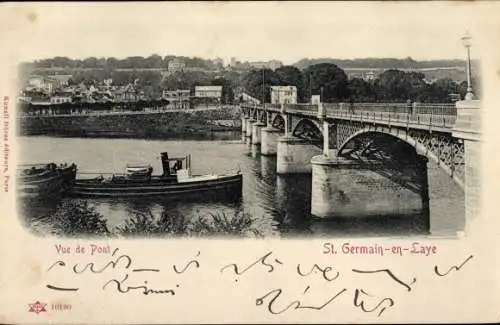 Ak St. Germain en Laye Yvelines, Gesamtansicht von der Brücke