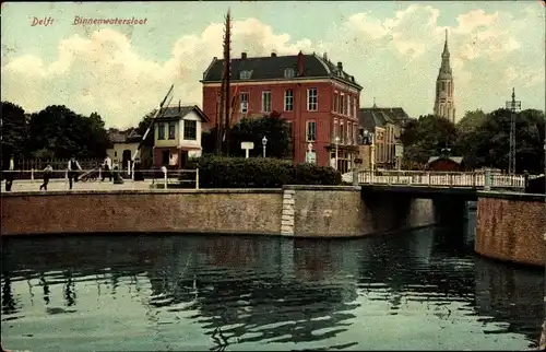 Ak Delft Südholland Niederlande, Binnenwatersloot