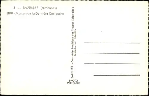 Ak Bazeilles Ardennes, Maison de la Dernière Cartouche