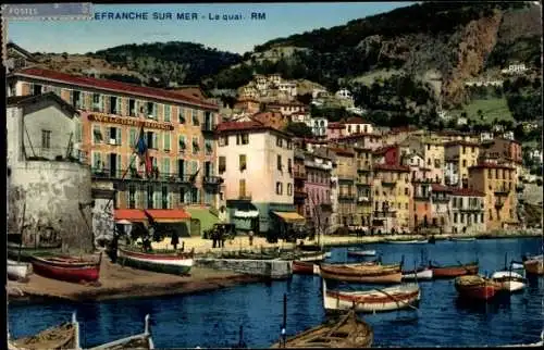 Ak Villefranche sur Mer Alpes Maritimes, der Kai