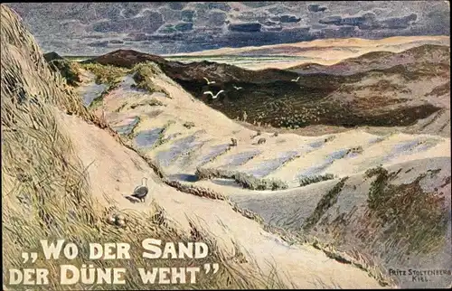 Künstler Ak Stoltenberg, Fritz, Wo der Sand der Düne weht, Nordmarkverein, Nördliches Schleswig
