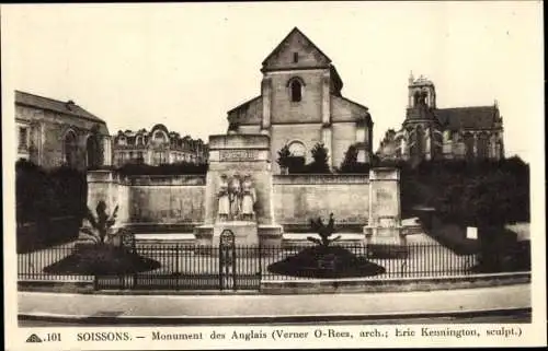 Ak Soissons-Aisne, Denkmal der Engländer