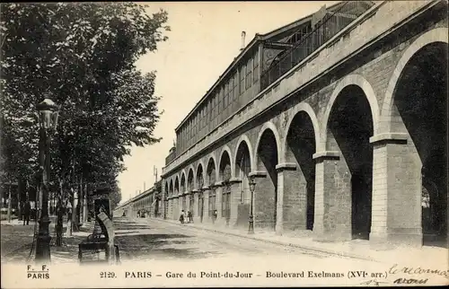 Ak Paris XVI, Bahnhof Point du Jour, Boulevard Exelmans