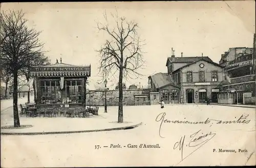 Ak Paris XVI Passy Auteuil, Bahnhof
