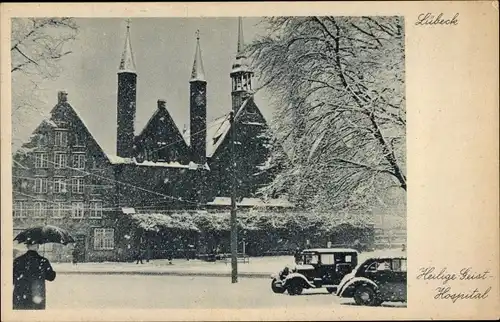 Ak Lübeck, Heilige Geist Hospital, Winter