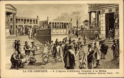 Künstler Ak Greek Life, The Agora of Athens, Redner bei der Bema