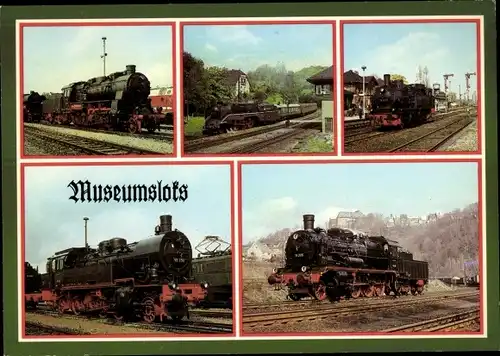 Ak Deutsche Eisenbahn, Museumloks, Dampflok, 58 261, 18 201, 74 1230, 93 230, 38 205