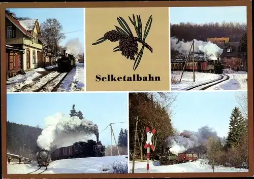 Ak Dampflokomotive, Selketalbahn, Winter, Straßberg, Harzgerode, Alexisbad