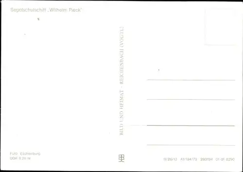 Ak Segelschulschiff Wilhelm Pieck auf dem Meer