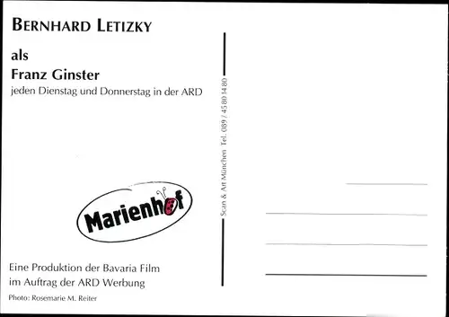 Ak Schauspieler Bernhard Leitzky als Franz Ginster in Marienhof, Autogramm