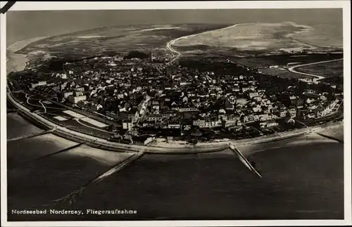 Ak Norderney in Ostfriesland, Totalansicht, Fliegeraufnahme