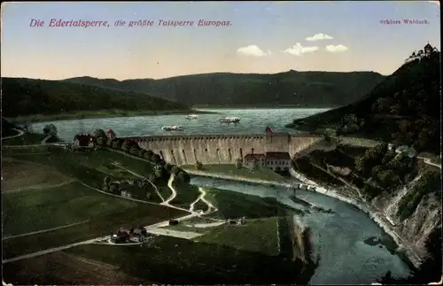 Ak Waldeck am Edersee Hessen, Edertalsperre