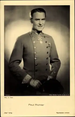 Ak Schauspieler Paul Richter, Portrait in Uniform, Autogramm