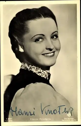 Ak Schauspielerin Hansi Knoteck, Portrait, Ross Verlag A 2422 1, Autogramm