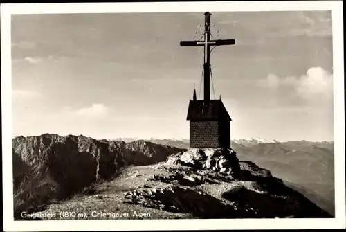 Ak Aschau im Chiemgau Oberbayern, Schleching, Geigelstein, Gipfelkreuz