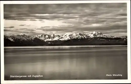 Ak Tutzing am Starnberger See Oberbayern, Panorama mit Zugspitze