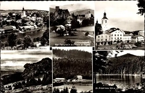 Ak Regen im Bayerischen Wald, Weißenstein, Stausee, Marktplatz, Arbersee