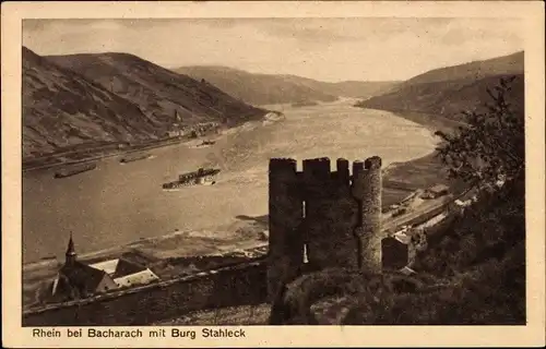 Ak Bacharach am Rhein, Burg Stahleck, Schiffe