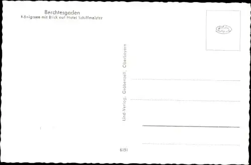 Ak Berchtesgaden in Oberbayern, Königsee, Hotel Schiffmeister