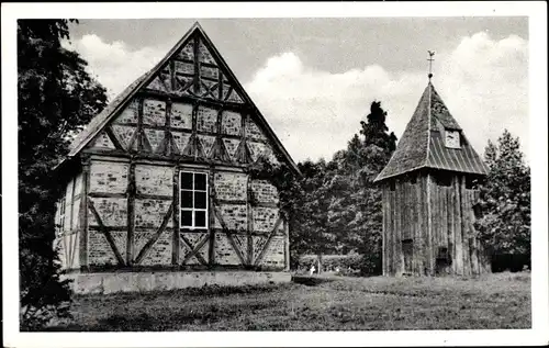 Ak Undeloh in Niedersachsen, St. Magdalenen Kapelle mit Glockenturm