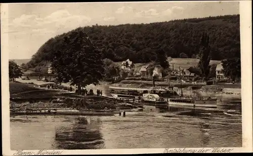 Ak Hann. Münden in Niedersachsen, Entstehung der Weser, Schiff