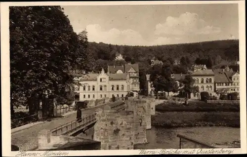 Ak Hann. Münden in Niedersachsen,  Werra-Brücke, Questenberg