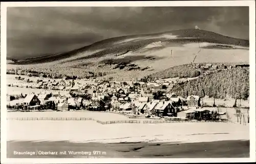 Ak Braunlage im Oberharz, Totalansicht, Wurmberg