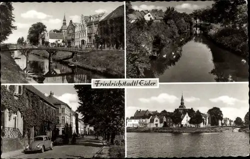 Ak Friedrichstadt an der Eider Nordfriesland, Brücke, Fluss, Auto