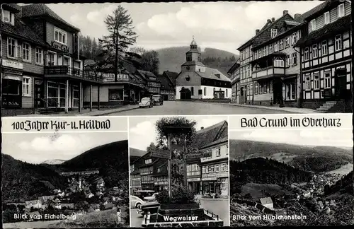 Ak Bad Grund im Harz, Eichelberg, Wegweiser, Hübichenstein