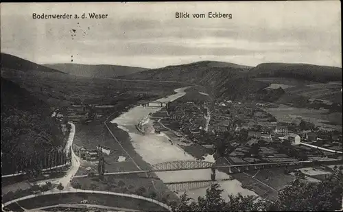 Ak Bodenwerder an der Weser, Totalansicht, Eckberg