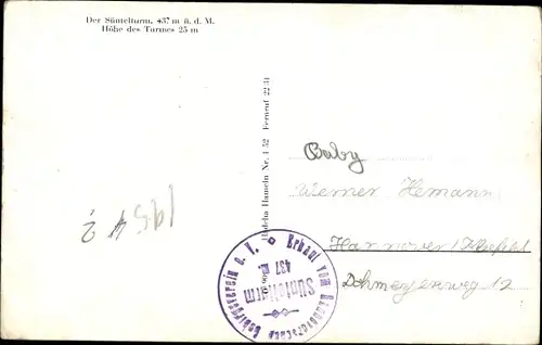 Ak Süntel Hessisch Oldendorf an der Weser, Süntelturm