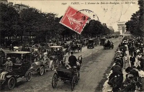 Ak Paris, Avenue du Bois de Boulogne