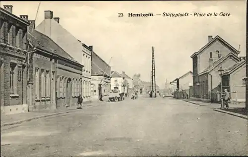 Ak Hemixem Hemiksem Flandern Antwerpen, Bahnhofsplatz, Bahnhof