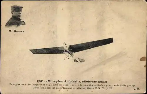 AK-Eindecker Antoinette, gesteuert von Kuller