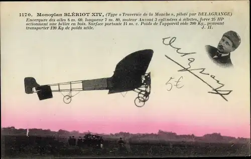 AK-Eindecker Bleriot XIV, gesteuert von Delagrange