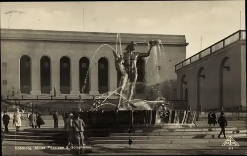 Ak Göteborg Schweden, Poseidonbrunnen