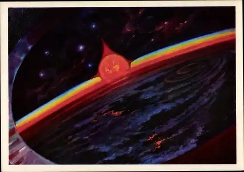 Künstler Ak Leonov, Kosmische Morgendämmerung, Raumsonde, Sowjetunion, Raumfahrt