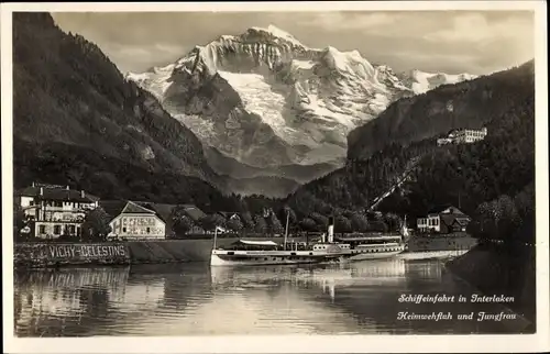 Ak Interlaken Kanton Bern Schweiz, Schiffeinfahrt, Heimwehfluh, Jungfrau