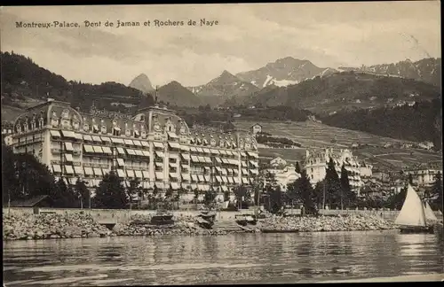 Ak Montreux Kanton Waadt Schweiz, Palace Hotel, Dent de Jaman, Rochers de Naye