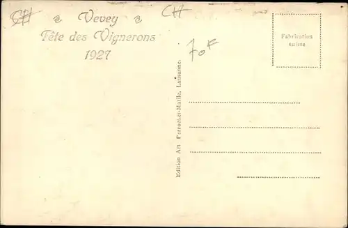 Foto Ak Vevey Kanton Waadt, Winzerfest 1927, Char de Palès