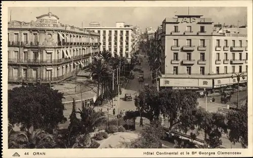 Ak Oran Algerien, Hotel Continental und Boulevard Clemenceau