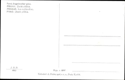Künstler Ak Engelmüller, Ferd., Praha Prag, Zlata ulicka, Straßenpartie