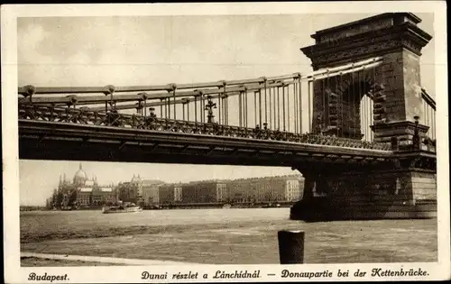 Ak Budapest Ungarn, Blick auf die Donau in der Nähe der Chenes-Brücke