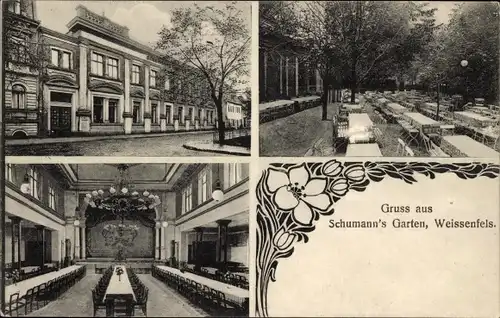 Ak Weißenfels an der Saale, Schumann's Garten, Gastwirtschaft, Saal