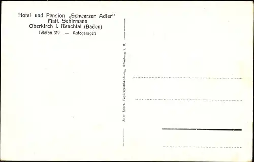 Ak Oberkirch im Renchtal Baden, Hotel und Pension Schwarzer Adler