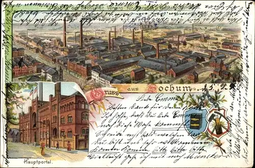 Litho Bochum im Ruhrgebiet, Bochumer Verein, Fabrik, Hauptportal