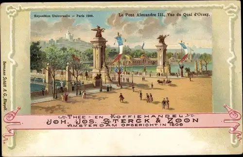 Litho-Weltausstellung, Paris 1900, Pont Alexandre III., Quai d'Orsay