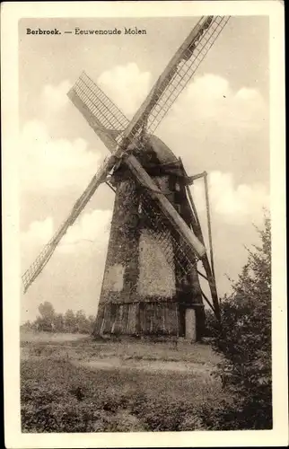 Ak Berbroek Flandern Limburg, jahrhundertealte Mühle