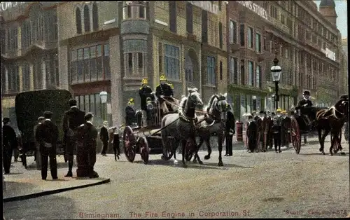 Ak Birmingham West Midlands England, The Fire Engine, Corporation Street