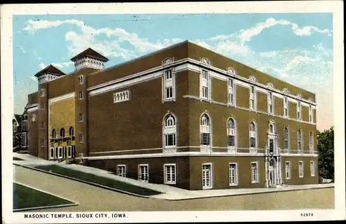 Ak Sioux City Iowa USA, Freimaurertempel